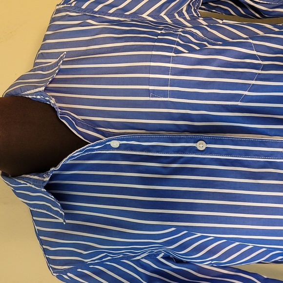 GAP Blue White Mixed Stripe Button Down Top - Picture 2 of 7